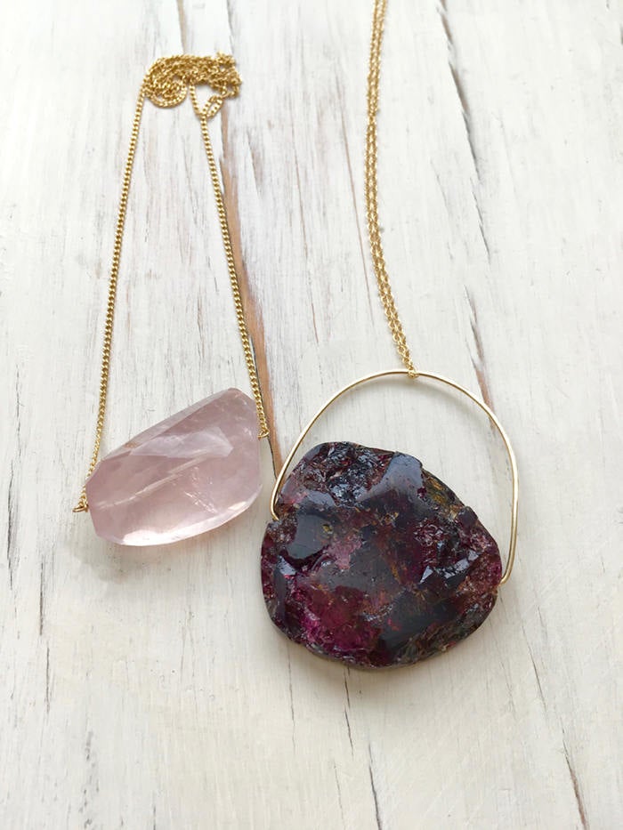 Garnet Raw Pendant Necklace