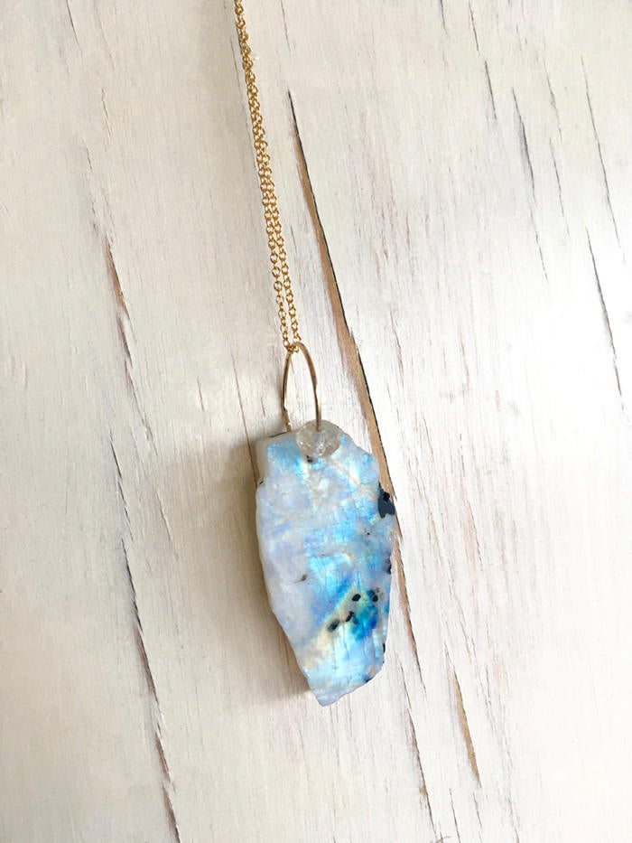 Moonstone Raw Pendant Necklace