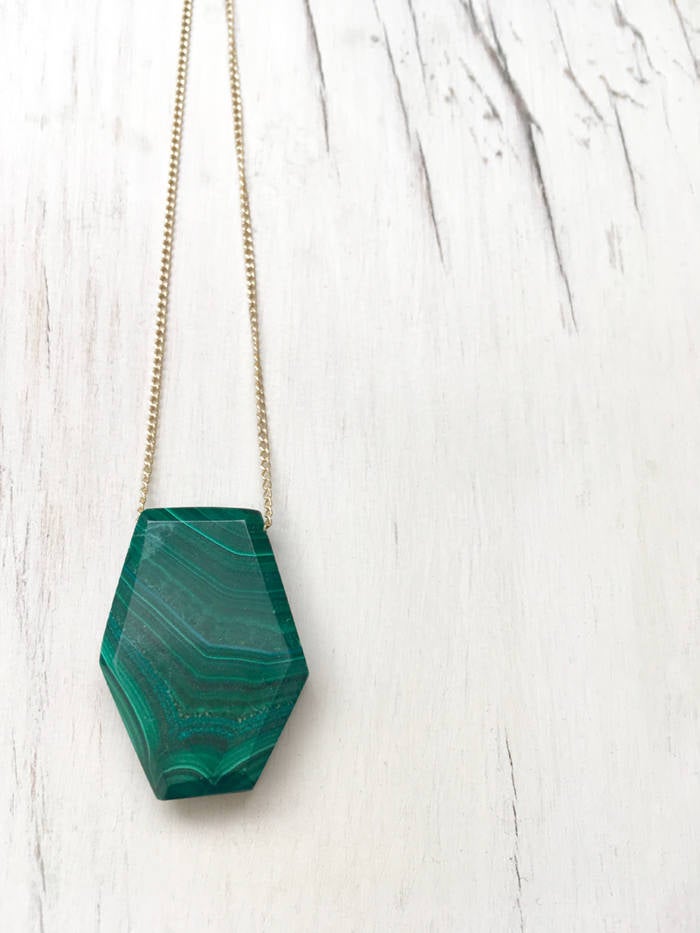 Semi Raw Malachite Layering Necklace