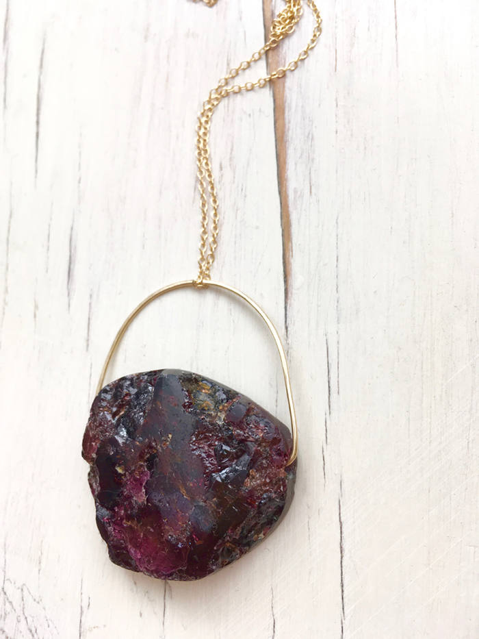 Garnet Raw Pendant Necklace