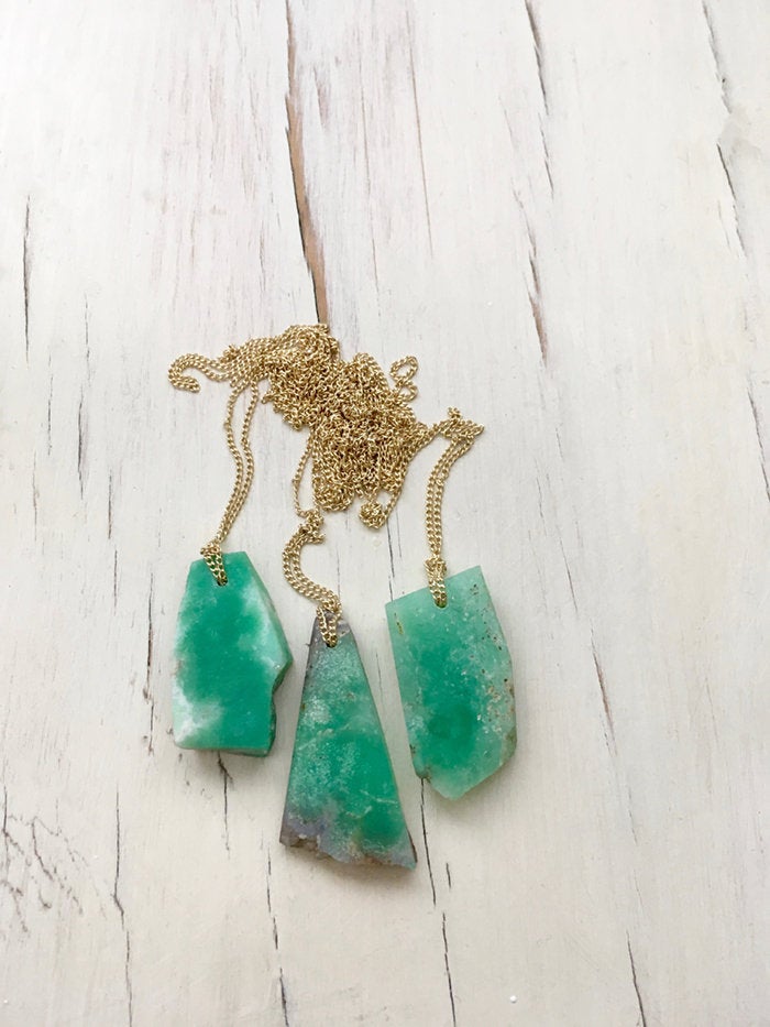 Chrysoprase Raw Necklace