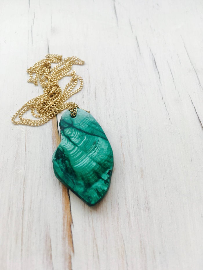 Malachite Raw Malachite Necklace
