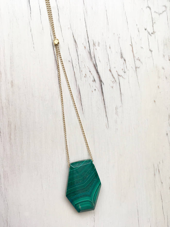 Semi Raw Malachite Layering Necklace