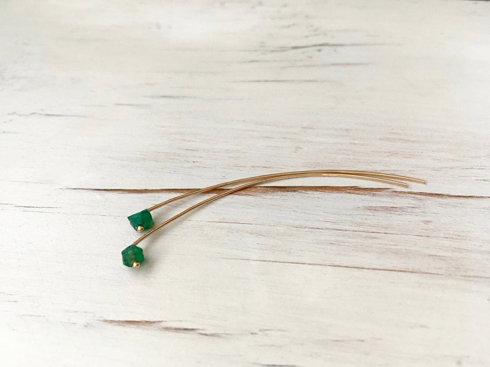 Emerald Raw Arc Earring