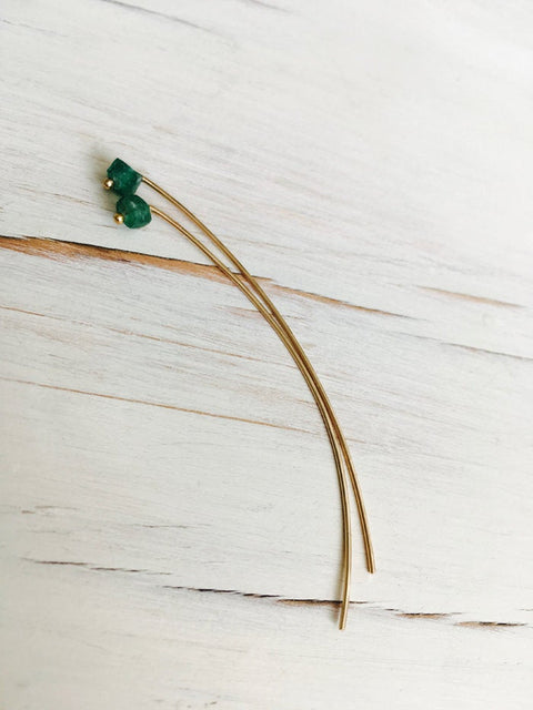 Emerald Raw Arc Earring