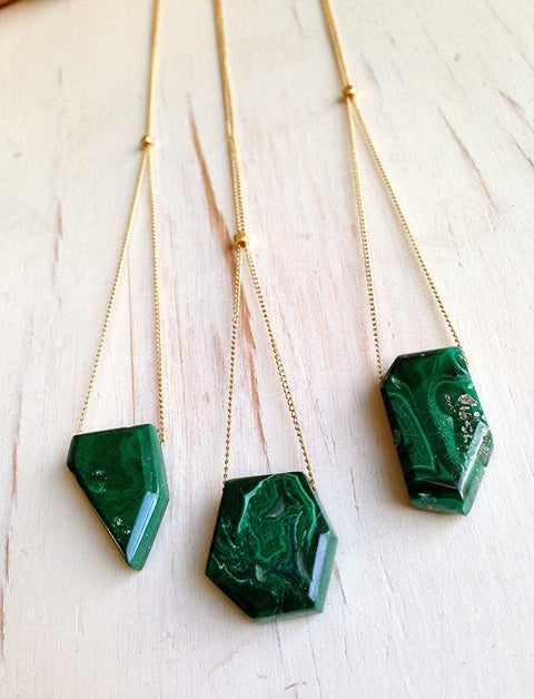 Semi Raw Malachite Layering Necklace