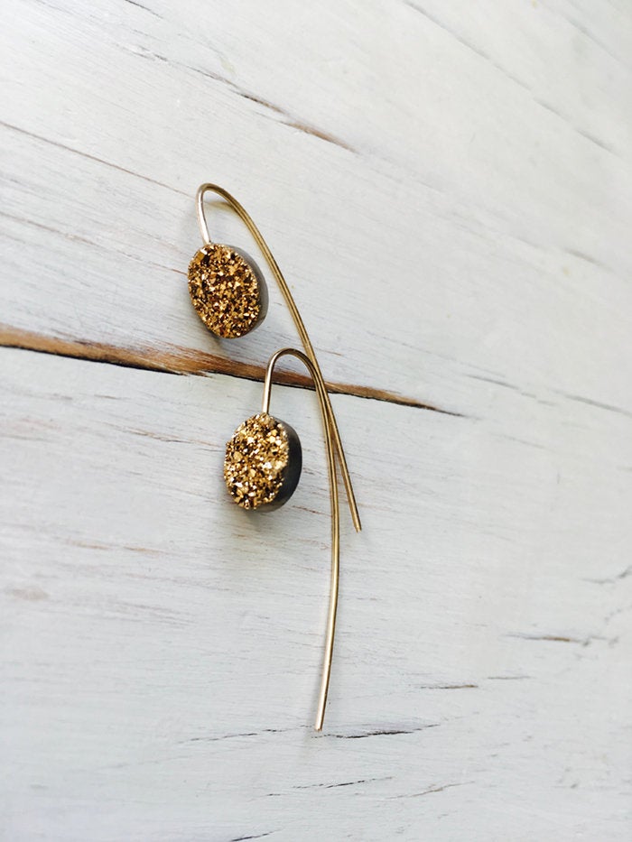 Gold Druzy Earrings