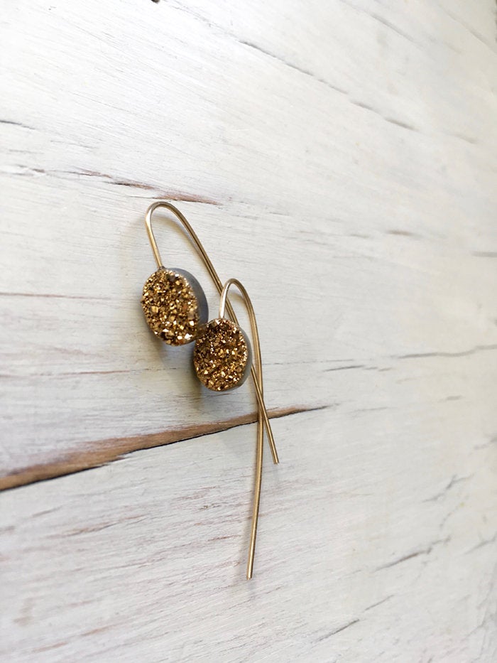 Gold Druzy Earrings