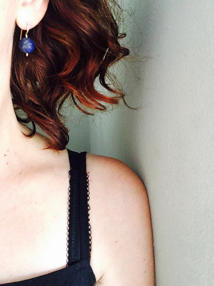 Modern Lapis Dangle Earring