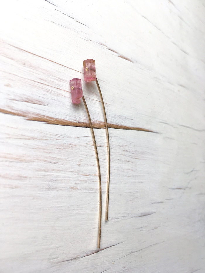 Pink Tourmaline Arc Earring