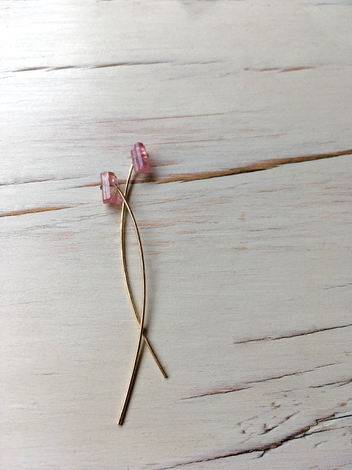 Pink Tourmaline Arc Earring