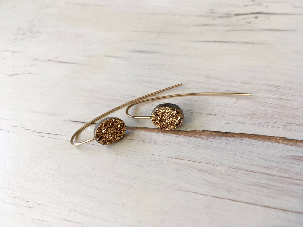 Gold Druzy Earrings