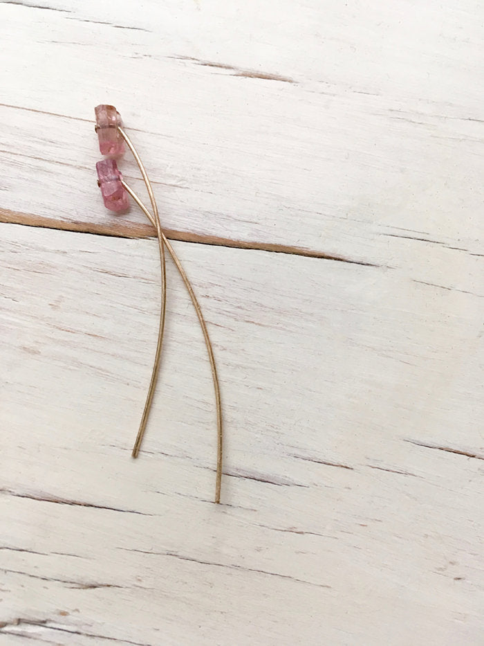 Pink Tourmaline Arc Earring