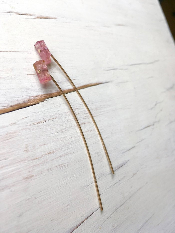Pink Tourmaline Arc Earring