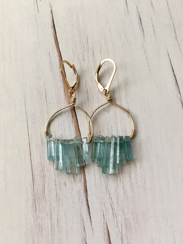 Aquamarine Raw Shard Earrings