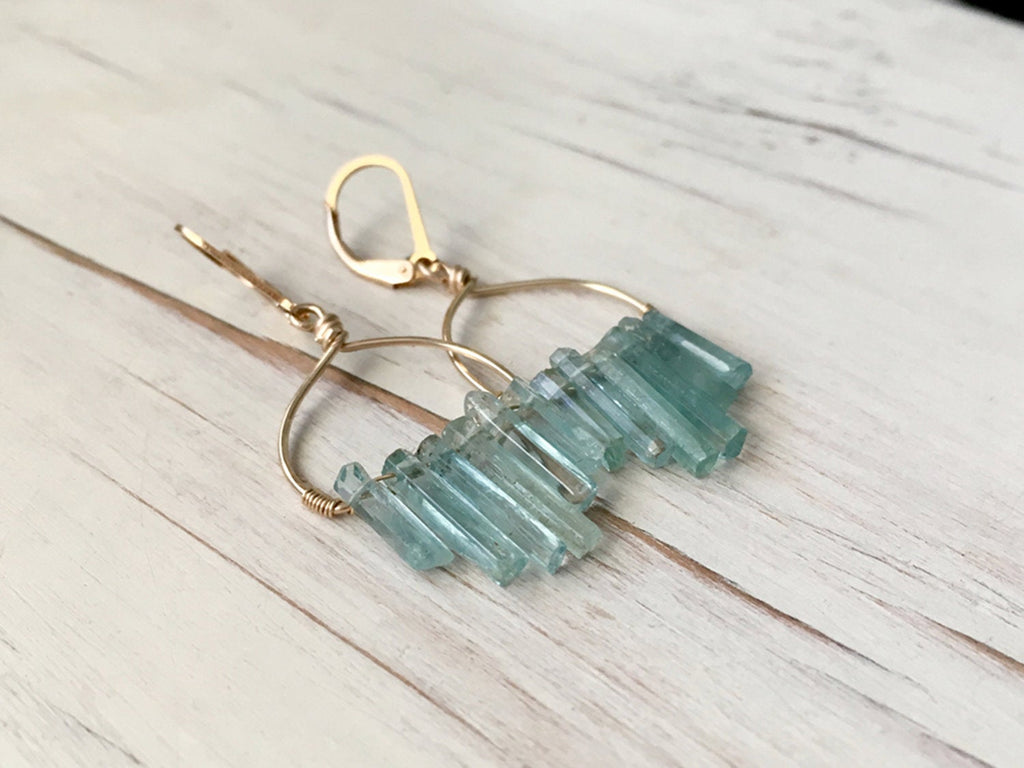 Aquamarine Raw Shard Earrings