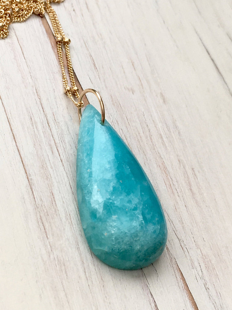 Hemimorphite Tear Pendant Necklace