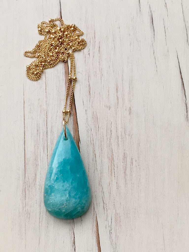 Hemimorphite Tear Pendant Necklace