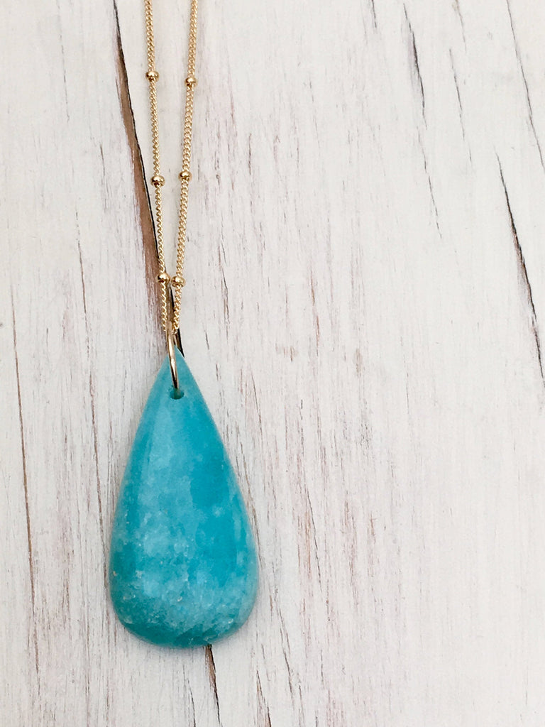Hemimorphite Tear Pendant Necklace