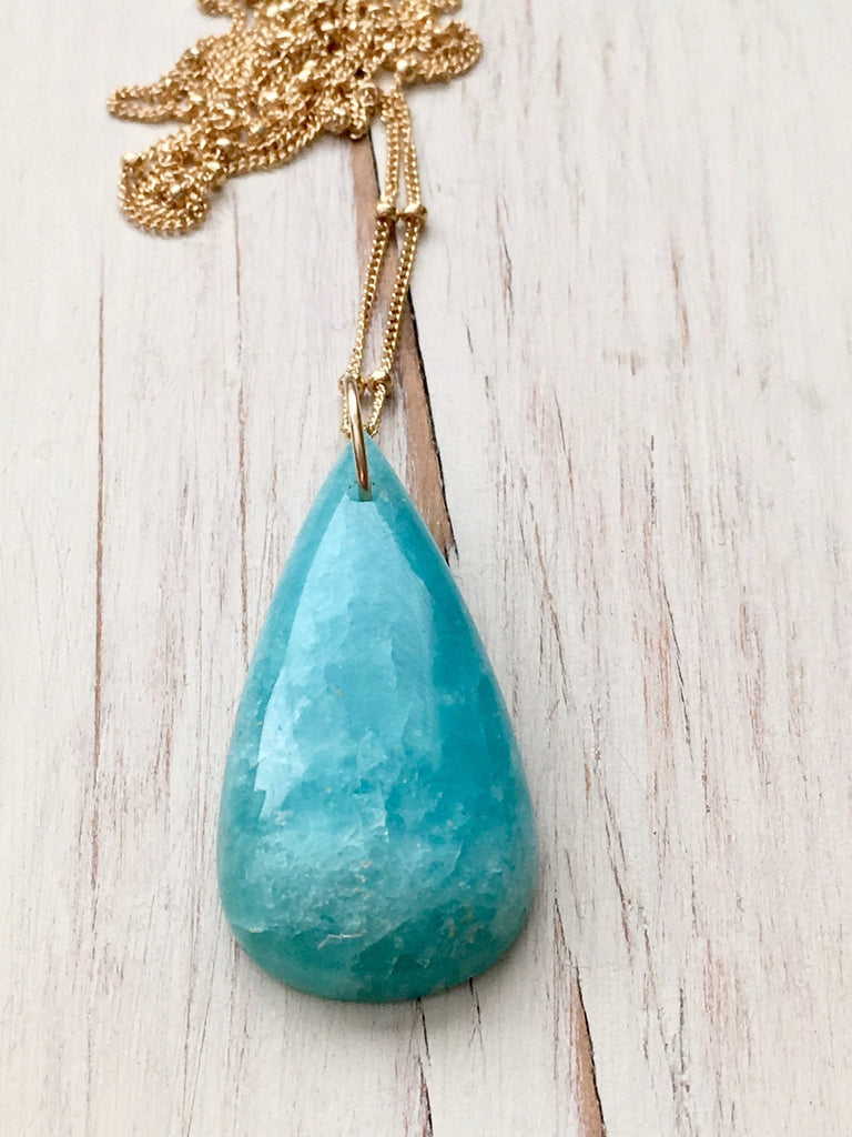 Hemimorphite Tear Pendant Necklace