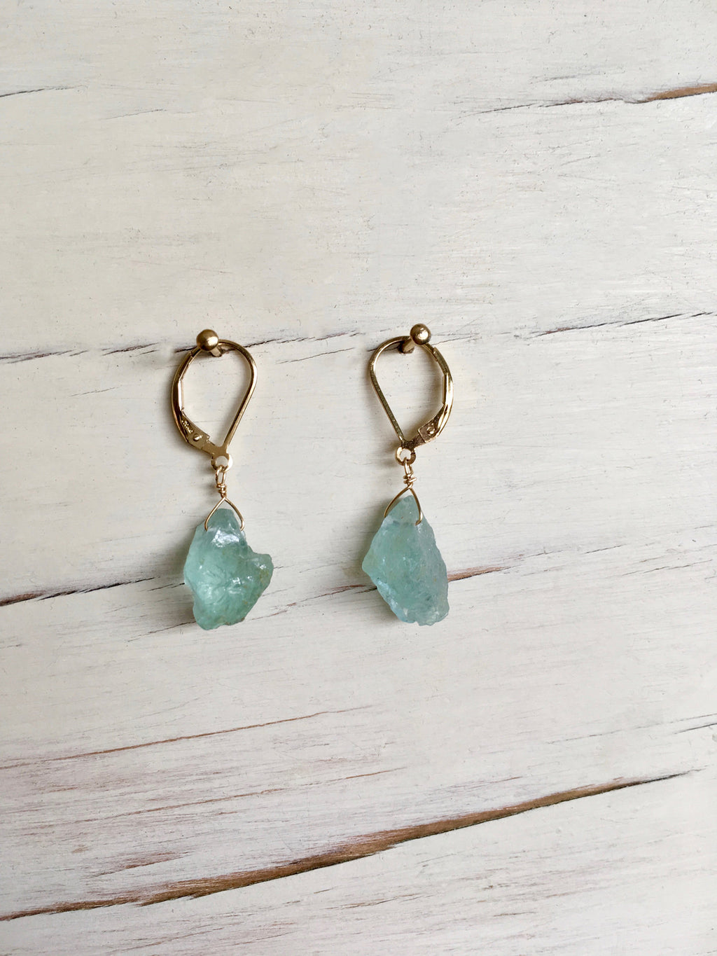 Aquamarine Raw Drop Earrings