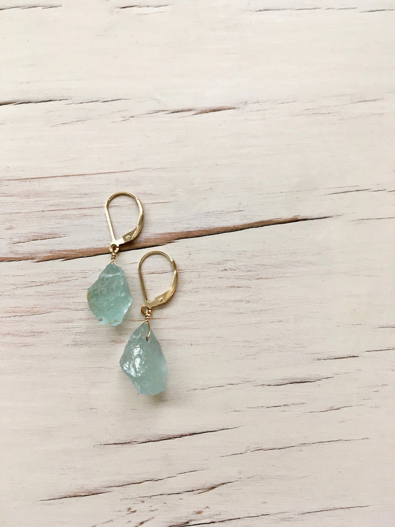 Aquamarine Raw Drop Earrings