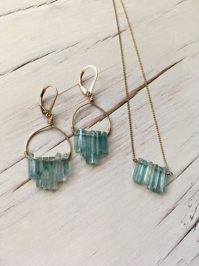 Aquamarine Raw Shard Earrings