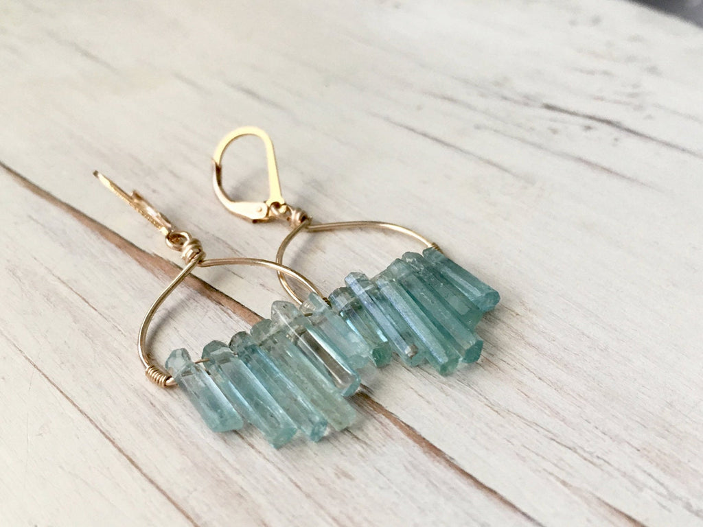 Aquamarine Raw Shard Earrings