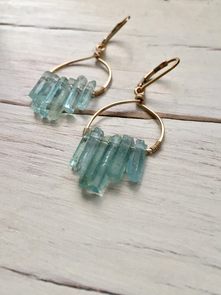 Aquamarine Raw Shard Earrings