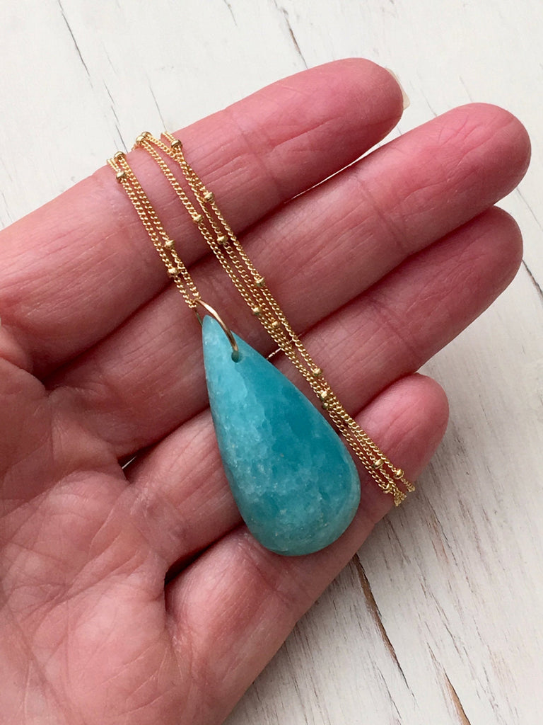 Hemimorphite Tear Pendant Necklace