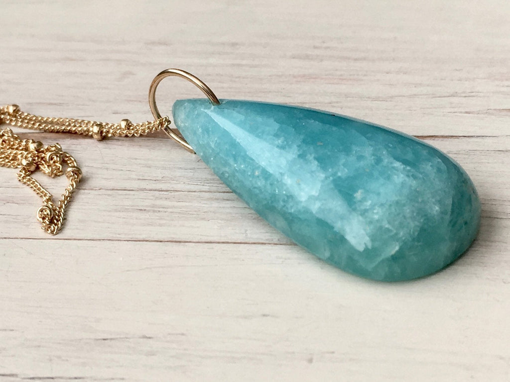 Hemimorphite Tear Pendant Necklace