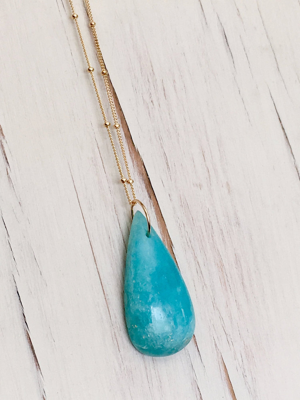 Hemimorphite Tear Pendant Necklace