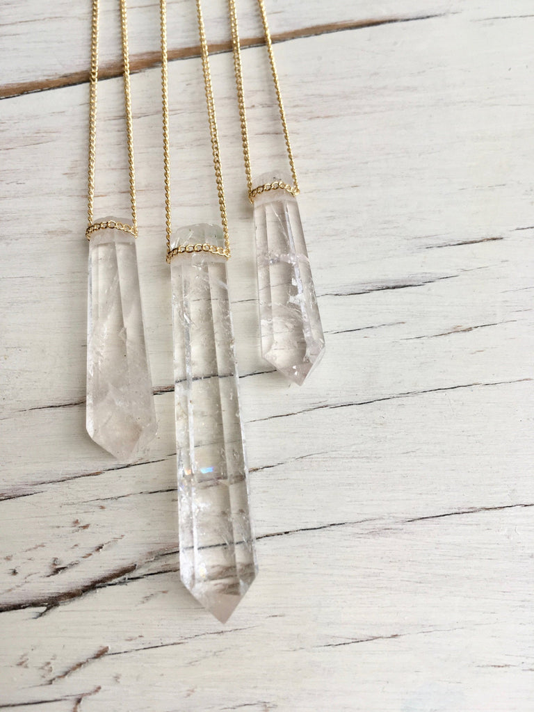 Crystal Quartz Point Pendant Necklace