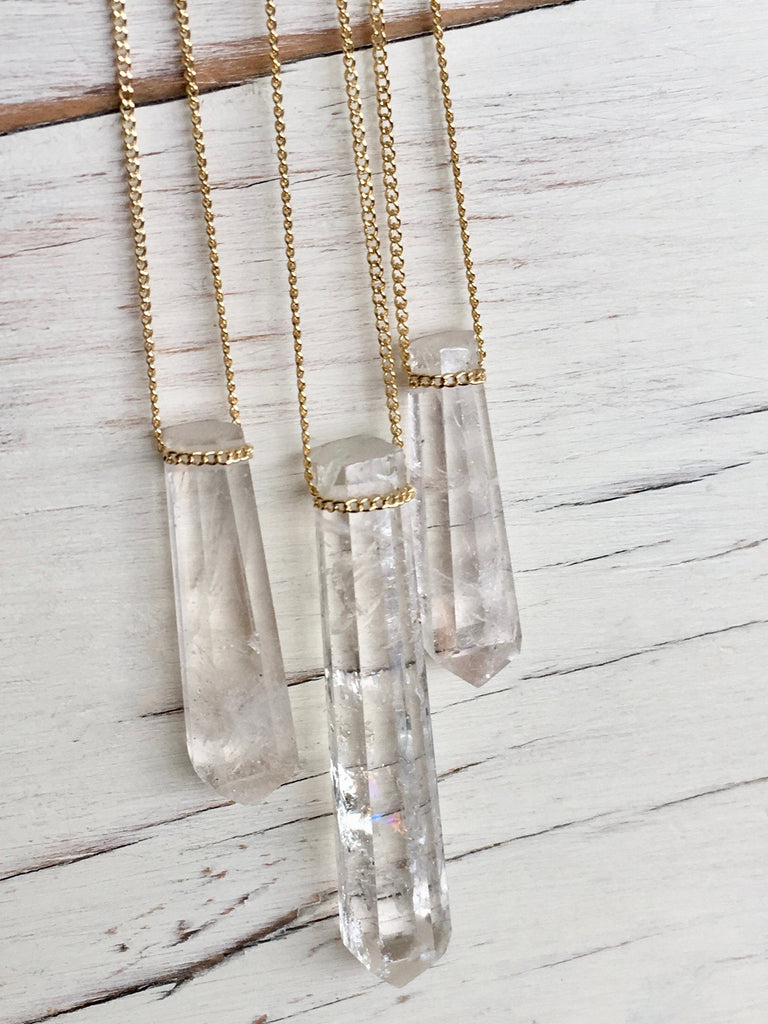 Crystal Quartz Point Pendant Necklace