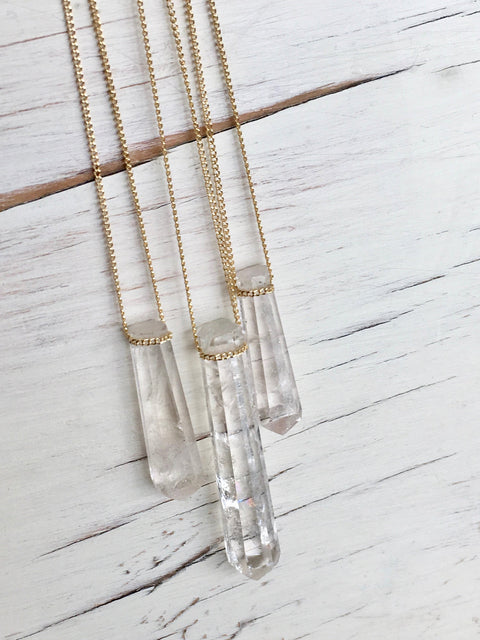 Crystal Quartz  Point Pendant Necklace