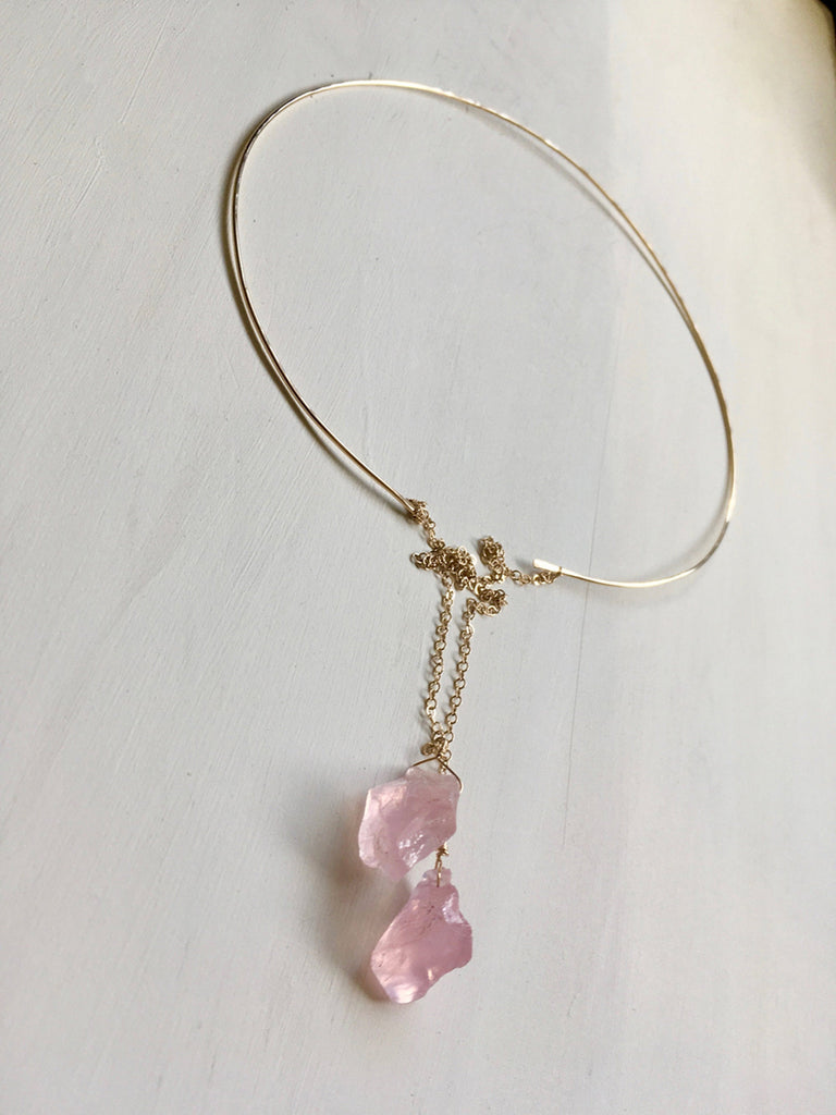 Rose Quartz Lariat Necklace