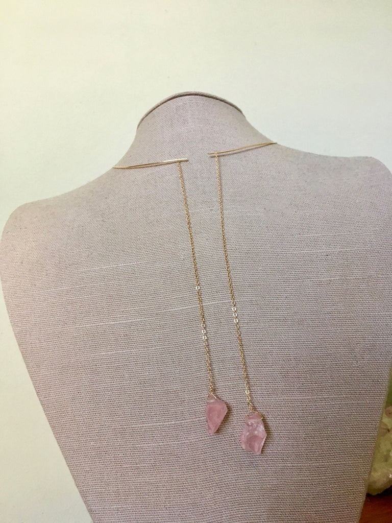 Rose Quartz Lariat Necklace
