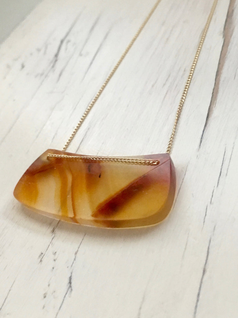 Carnelian Curved Bar Necklace