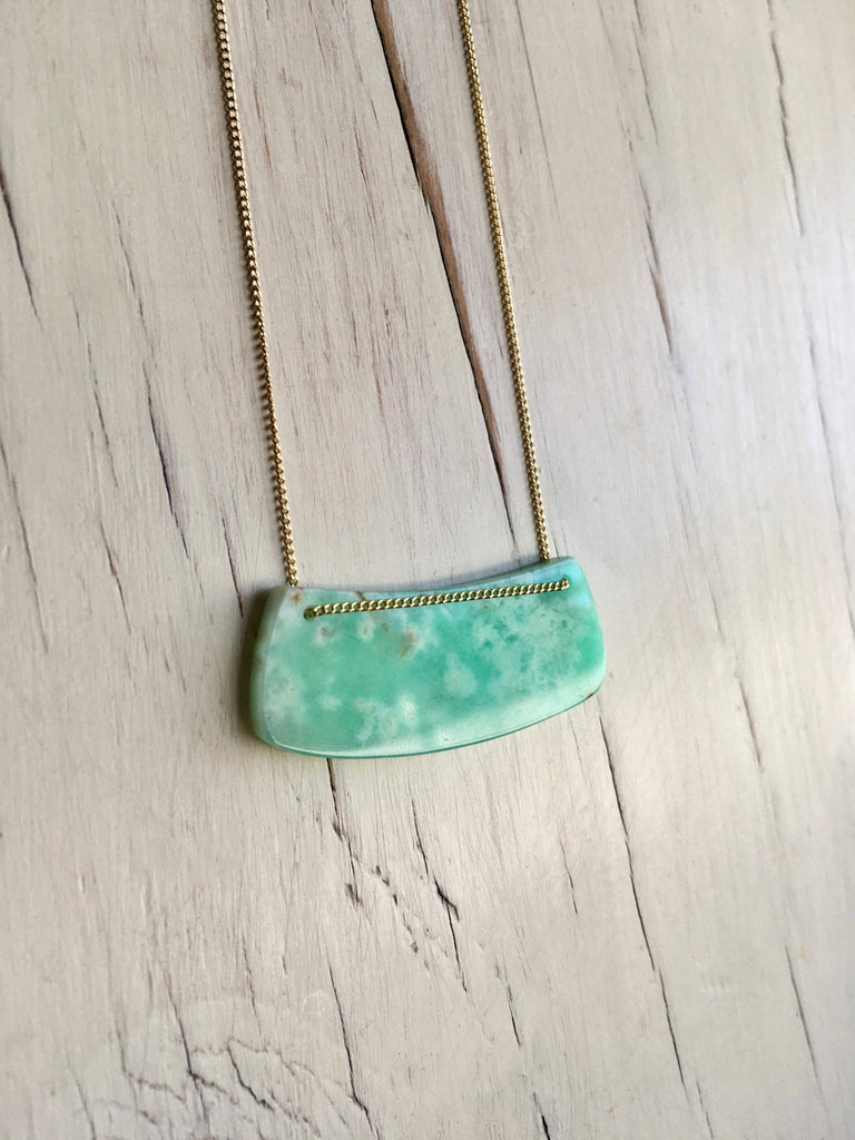 Chrysoprase Curved Bar Necklace