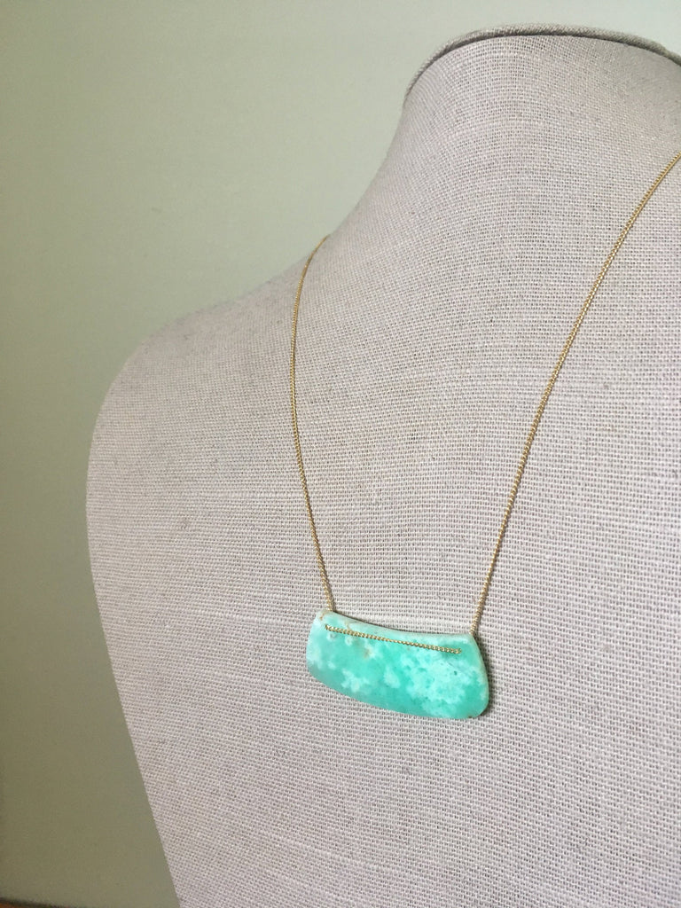 Chrysoprase Curved Bar Necklace