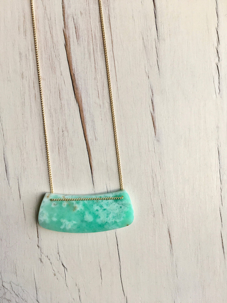 Chrysoprase Curved Bar Necklace