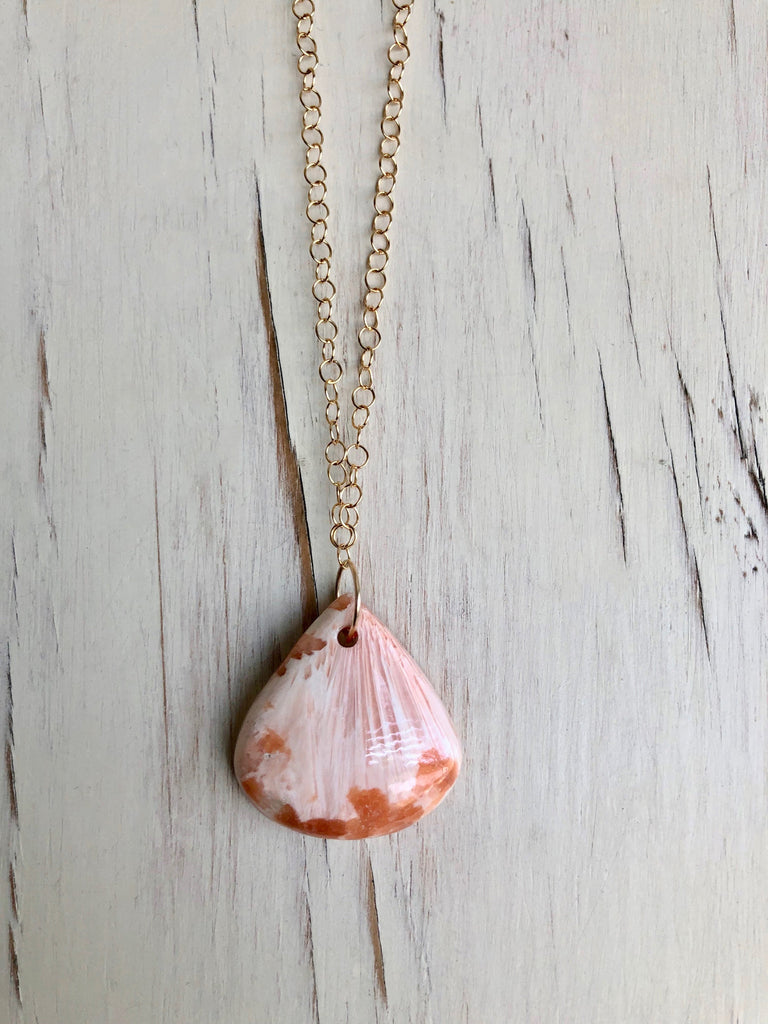 Peach Scolecite Teardrop Necklace