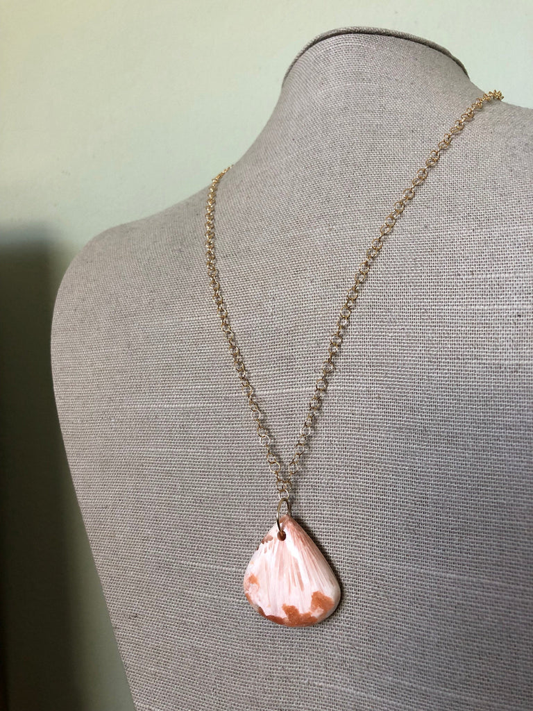 Peach Scolecite Teardrop Necklace