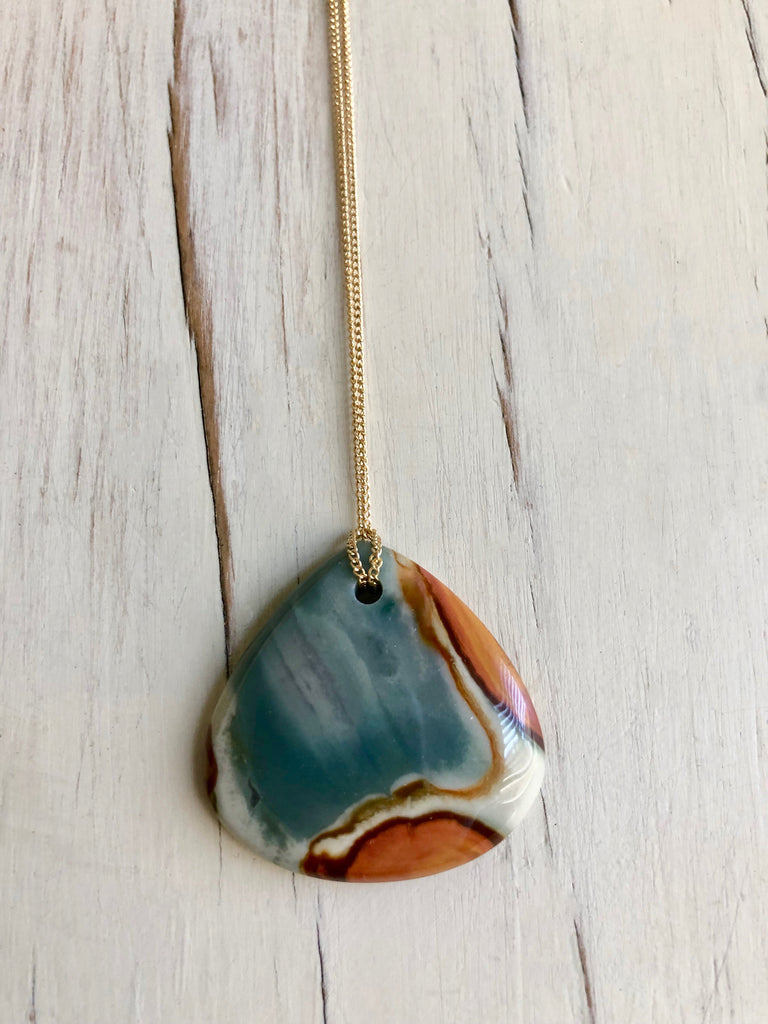 Polychrome Jasper Teardrop Pendant Necklace