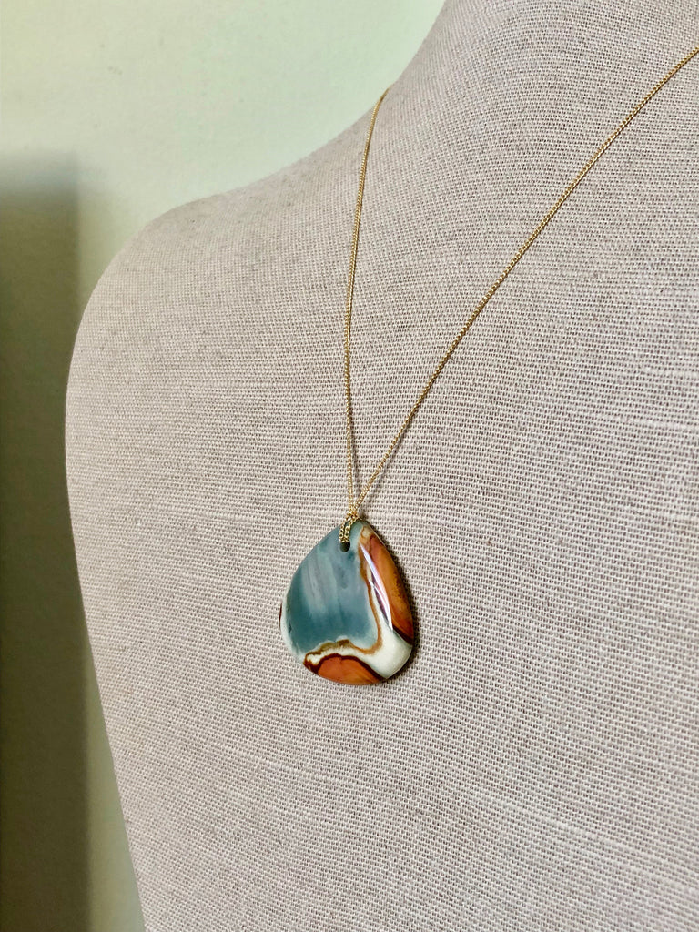 Polychrome Jasper Teardrop Pendant Necklace