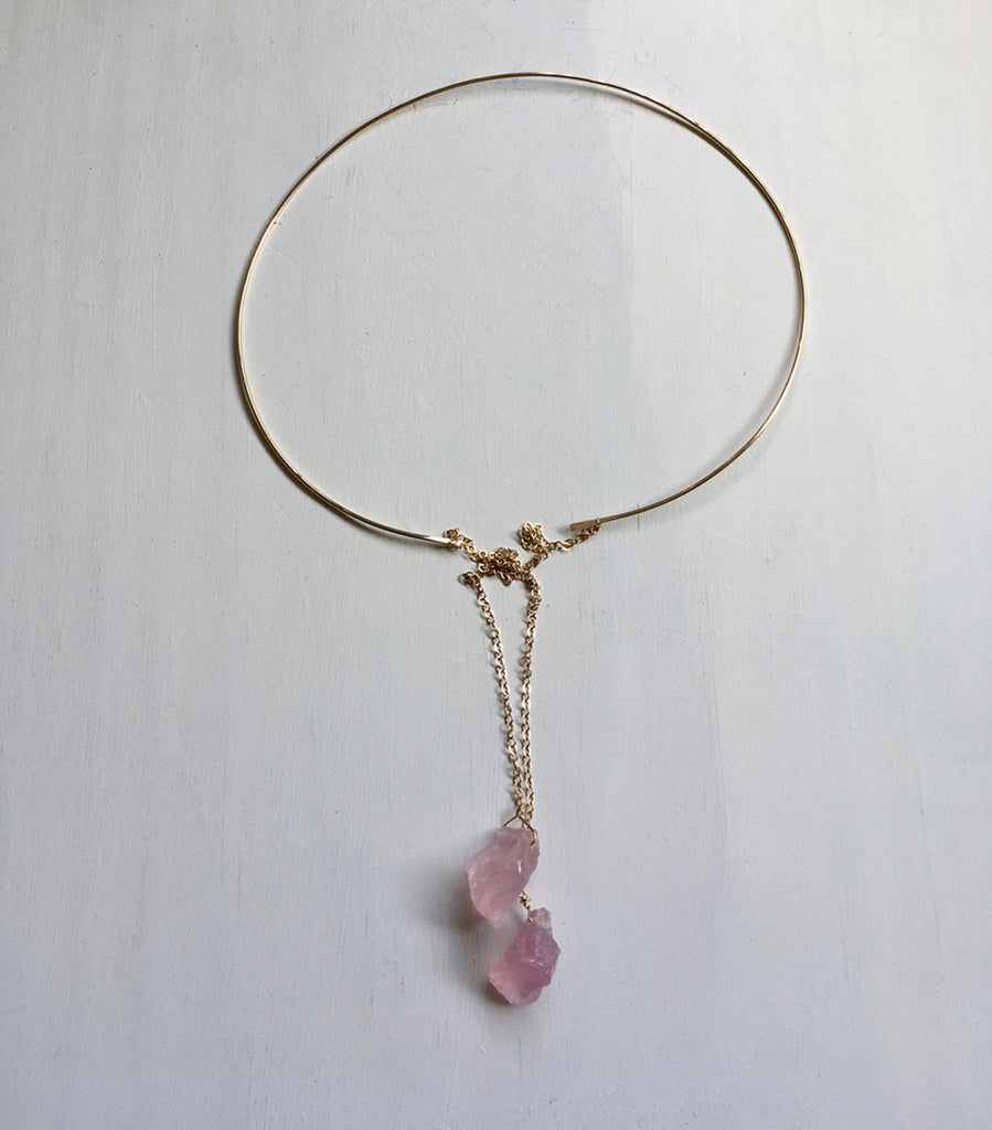 Rose Quartz Lariat Necklace