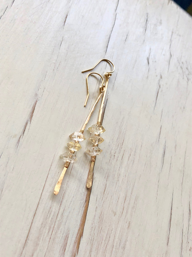 Herkimer Diamond Bar Earrings