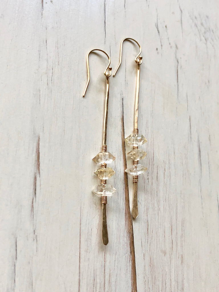 Herkimer Diamond Bar Earrings