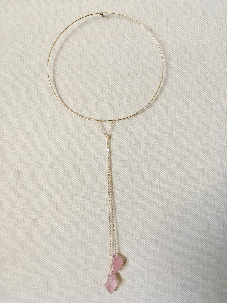 Rose Quartz Lariat Necklace