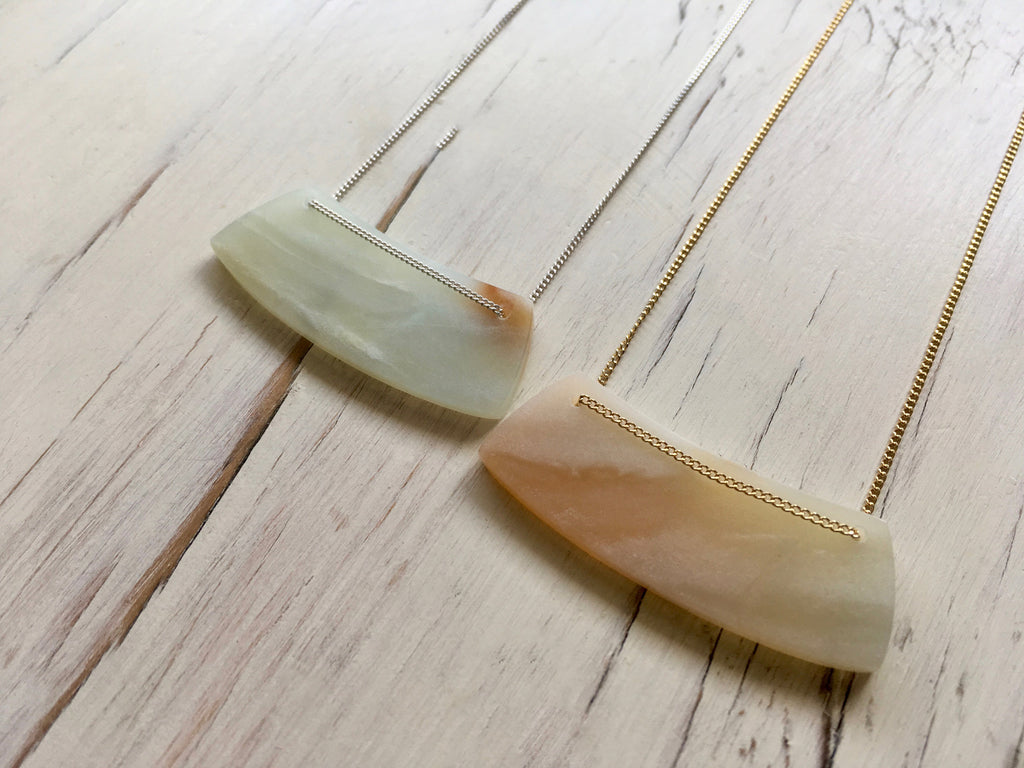 Cream Amazonite Bar Necklace